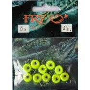 Грузило вухатий рибальський, таблетка (ексцентрик) колір Silvereyes Лайм, 10шт в уп., вага 3г